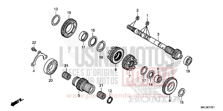 BOITE DE VITESSES (ARBRE SECONDAIRE) (NC750XD) von NC750X DCT MAT BALLISTIC BLACK METALLIC (NHA86) von 2019
